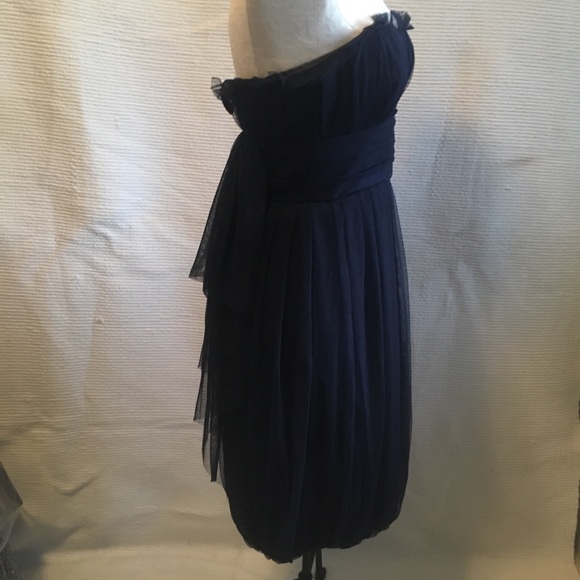 Vera Wang 4 Corset Strapless Tulle Midi Dress Blue - Picture 8 of 15